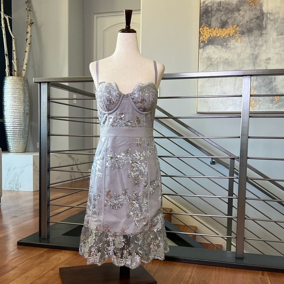 NBD Harper Mini Dress in Silver - Picture 1 of 12